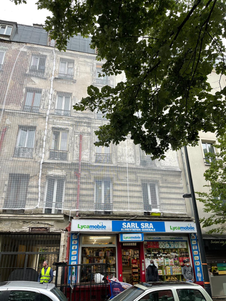 Mise en sécurité avec filet de protection sur façade Saint-Denis